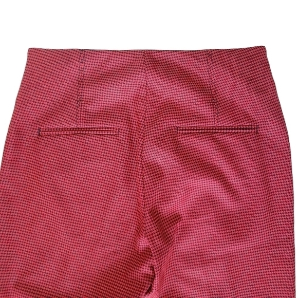Helmut Lang Red & Black Houndstooth Flare Crop Pants - Picture 7 of 12
